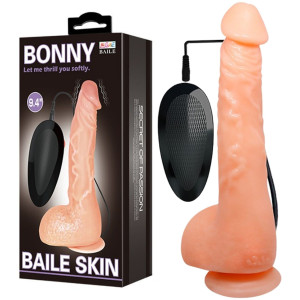 Wibrator realistyczny dopochwowy Bonny Multi tpr cielisty 24 cm przyssawka z jądrami BAILE