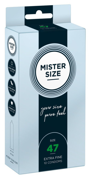 Mister Size 47mm pack of 10 - Lateksowe prezerwatywy - wegańskie