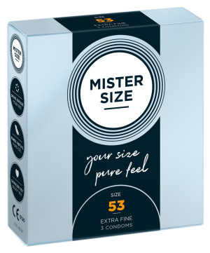 Prezerwatywy lateksowe - 53 mm 3 sztuki - nawilżone, wegańskie - Mister Size