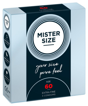 Prezerwatywy lateksowe - Mister Size 60 mm - 3 sztuki - ultracienkie, nawilżone