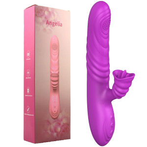Fioletowy wibrator dopochwowy angelia Usb silikonowy 21 cm podgrzewany Boss Series