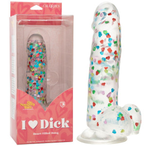 Calexotics I Love Dick Heart Filled Dong - Realistyczne dildo z przyssawką - brokatowe, TPR