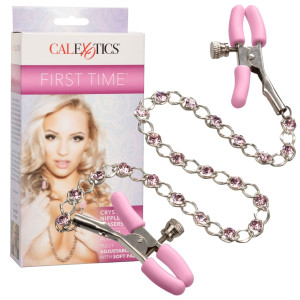 Klamry na sutki z ozdobnym łańcuszkiem - biżuteria erotyczna - Calexotics