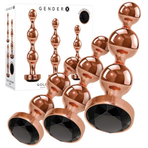 GENDER X GOLD DIGGER SET - Aluminiowy korek analny z diamencikiem - Zestaw