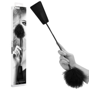 Ouch Crop with Feather Tickler - Packa i piórko 2w1, Czarna