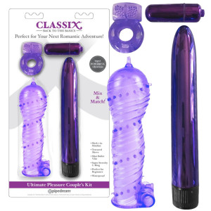 Wibrator dla par dopochwowy Kiw abs fioletowy 17,8 cm zestaw wodoodporny Classix