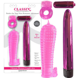 Wibrator dla par zestaw 4-częściowy z silikonu TPE 17,8 cm różowy Classix