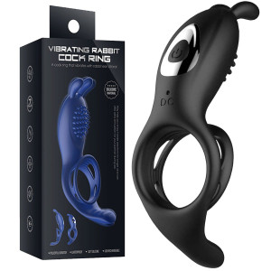 Boss Series Rabbit Vibration Cock Ringwith remote - Pierścień erekcyjny z króliczkiem, USB