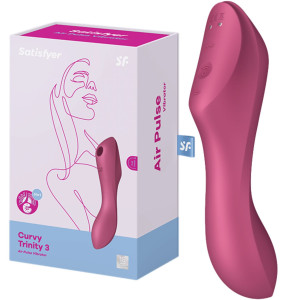 Satisfyer Curvy Trinity 3 red - Stymulator łechtaczki i punktu G - 2w1, USB Bordowy