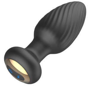 Wibrujący korek analny na USB, Czarny Silikonowy - Boss Series