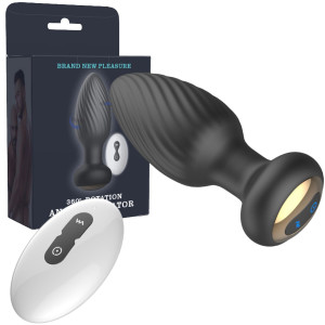Boss Series Retating remote anal plug - Wibrujący korek analny na pilota LRS, USB Czarny