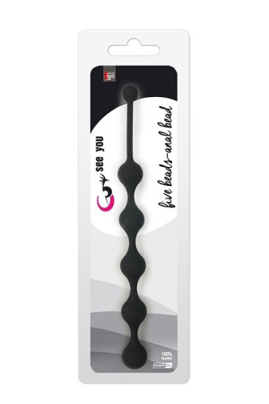 You2TOys SEE YOU FIVE BEADS - Koraliki analne z uchwytem, Czarne