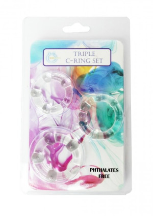 Boss Series C-RING SET- cristal - Zestaw pierścieni erekcyjnych - 3 szt.
