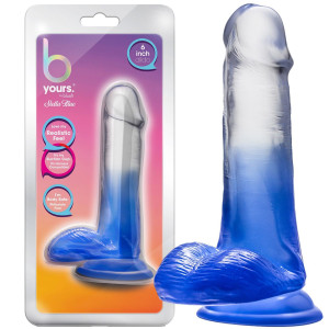 B YOURS STELLA BLUE 6 INCH DILDO BLUE - Kolorowe dildo z jądrami i przyssawką