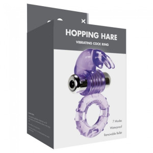 Hopping Hare Cock Ring - Wibrujący pierścień erekcyjny z króliczkiem, Fioletowy
