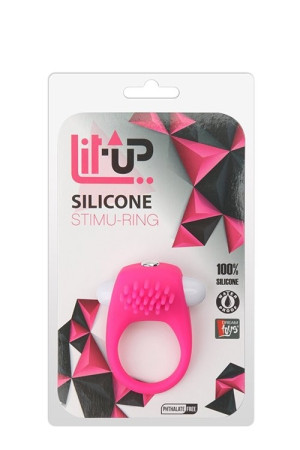 LIT-UP SILICONE STIMU RING 5 PINK - Wibrujący pierścień erekcyjny ze stymulatorem, Różowy