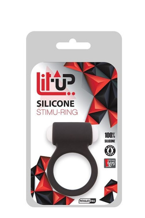 LIT-UP SILICONE STIMU RING 3 BLACK - Wibrujący pierścień erekcyjny - klasyczny, Czarny