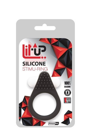 LIT-UP SILICONE STIMU RING 1 BLACK - Wibrujący pierścień erekcyjny - klasyczny, Czarny