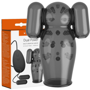 Me You Us Dual Power Masturbation Sleeve - Rękaw do masturbacji z wibracjami, Czarny