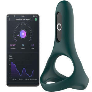 Pierścień na penisa - Rise Smart - sterowany aplikacją, USB, Zielony - Magic Motion