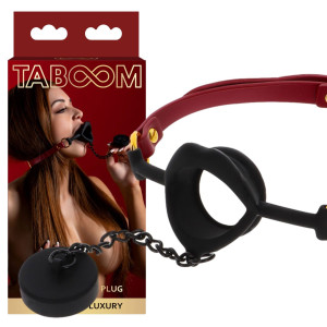 Czarny knebel z korkiem do zabaw BDSM - Taboom