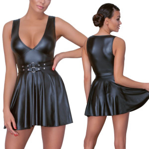 Czarna sukienka eko skóra babydoll