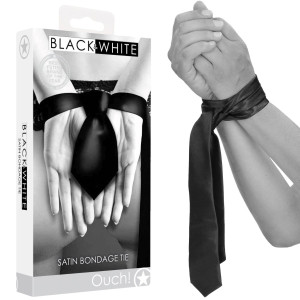 Ouch! Satin Bondage Tie - Czarna wstążka do zniewalania, BDSM