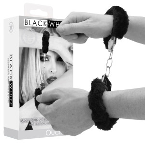 Pleasure Furry Hand Cuffs - With Quick-Release Button - Klasyczne kajdanki z futerkiem