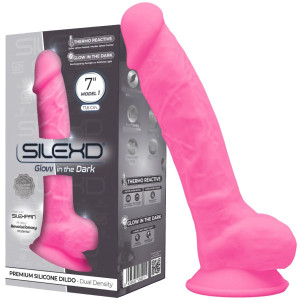 Model 1 7" Pink Glow in the Dark - Realistyczne dildo z wyraźnymi żyłami, Różowe
