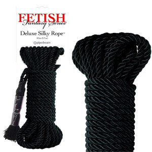 FFS Deluxe Silk Rope Black Lina do krępowania, Czarny BDSM