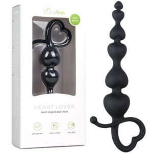 EasyToys Czarna sonda analna z uchwytem - Serce