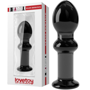 Lovetoy 4.5" Glass Romance Black - Szklany korek analny, Czarny
