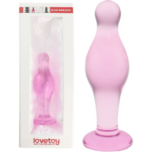 Lovetoy 4.5" Glass Romance Pink - Szklany korek analny, Różowy