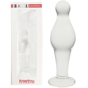 Lovetoy 4.5" Glass Romance Clear - Przezroczysty korek analny, Szklany