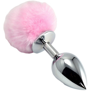 Pompon Metal Plug Large - Korek analny z ogonkiem, Różowy - Lovetoy
