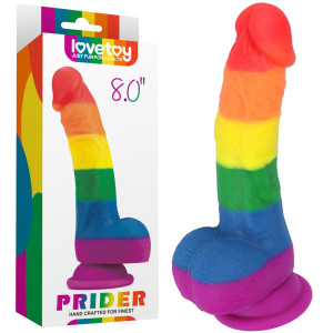Lovetoy 8'' Prider Dildo - Tęczowe dildo z przyssawką, Silikonowe