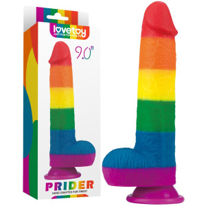 Lovetoy 9'' Prider Dildo - Tęczowe dildo z przyssawką, Silikonowe