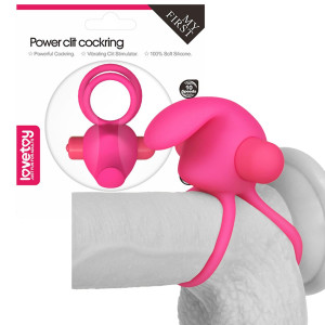 Lovetoy Power Clit Duo Silicone Cockring - Wibrujący pierścień erekcyjny na penisa, Różowy