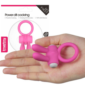 Lovetoy Power Clit Silicone Cockring Pink - Wibrujący pierścień erekcyjny na penisa, Różowy