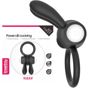 Lovetoy Power Clit Silicone Cockring Black -Wibrujący pierścień uciskowy na penisa, Czarny