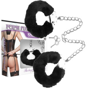 Lovetoy Fetish Pleasure Fluffy Leg Cuffs - Kajdanki metalowe na kostki - z futerkiem