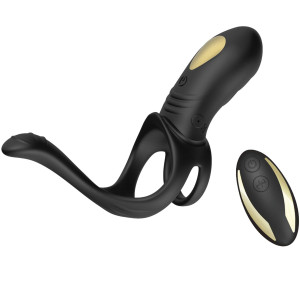 Boss Series Ring Black Pierścień erekcyjny z pilotem zdalnego sterowania