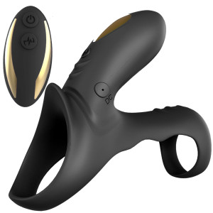 Boss Series Ranger black (with remote) - Masażer prostaty mocowany na penisa i jądra, USB