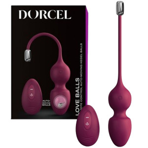 Dorcel LOVE BALLS PLUM - Wibrujące kulki gejszy sterowane pilotem, USB Bordowe