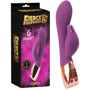 CHISA G Knight - Wibrator z stymulującym króliczkiem, USB Fioletowy