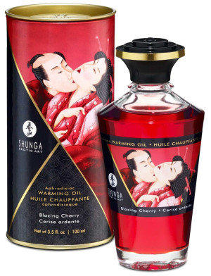 Shunga Warming Oil Blazing Cherry - Rozgrzewający zapachowy olejek do masażu 100 ml.