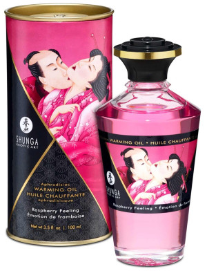 Shunga Warming Oil Raspberry Feeling - Rozgrzewający zapachowy olejek do masażu 100 ml.