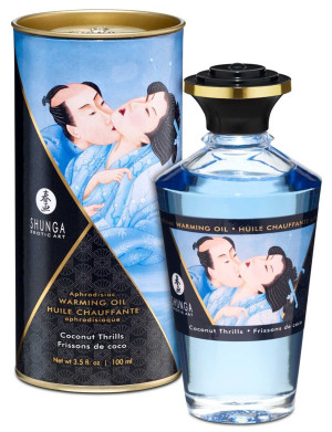 Shunga Warming Oil Coconut Thrills - Rozgrzewający zapachowy olejek do masażu 100 ml.