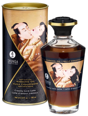 Shunga Warming Oil Creamy Love Latte - Rozgrzewający zapachowy olejek do masażu 100 ml.