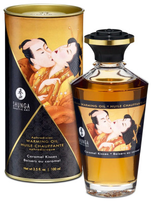 Shunga Warming Oil Caramel Kisses - Rozgrzewający zapachowy olejek do masażu 100 ml.